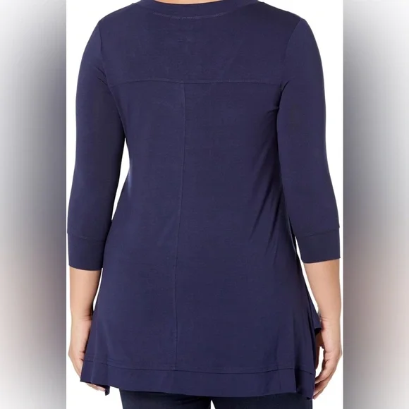 New With Tags, Beautiful Navy Women's Tunic, Size 14, 3/4 Sleeves & V-Neckline - Picture 3 of 17